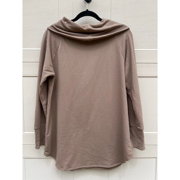 Soft Surroundings Cowl Neck Tan Brown Pullover Tunic Sweatshirt Size Medium - Picture 2 of 8